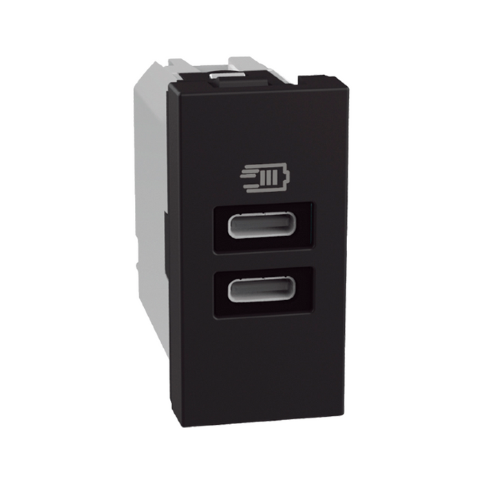 Cargador Usb Tipo C+c 127v 1m Negro Mate Quinziño Go Bticino