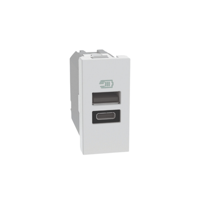 Sp-cargador Usb Tipo A+c 127v 1m Blanco Quinziño Go Bticino